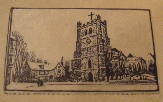 Mackey card design showing the Vicarage and Waltham Abbey Church